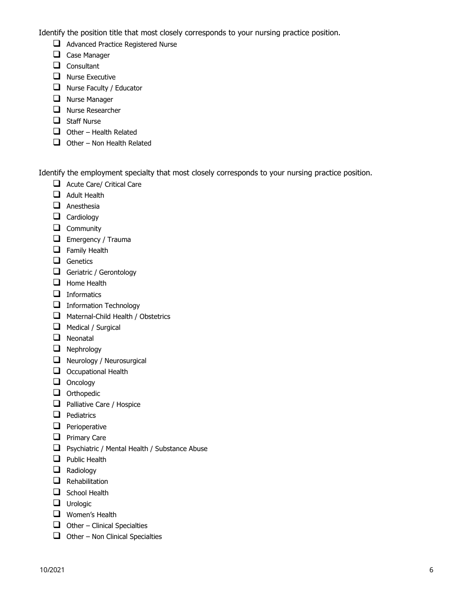 Application to Reactivate an Rn or Lpn Inactive Nursing License - South Dakota, Page 6