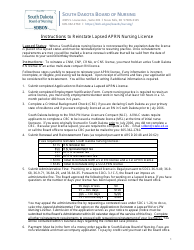 Document preview: Application to Reinstate a Lapsed Aprn License - South Dakota