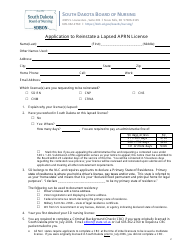 Application to Reinstate a Lapsed Aprn License - South Dakota, Page 2
