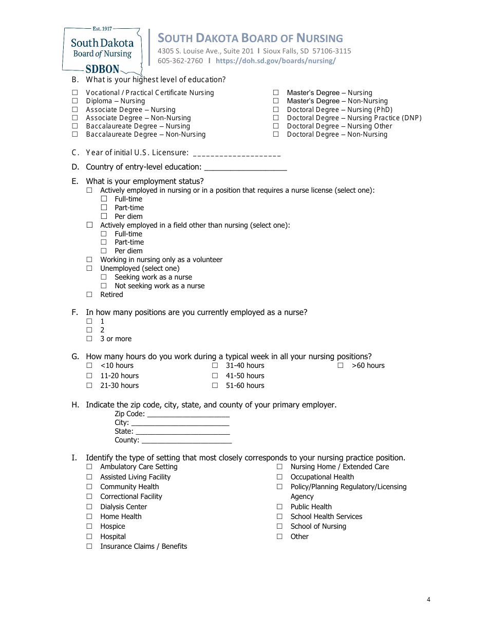 Application to Reinstate a Lapsed Aprn License - South Dakota, Page 4