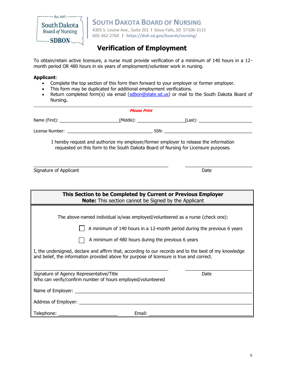Application to Reinstate a Lapsed Aprn License - South Dakota, Page 6