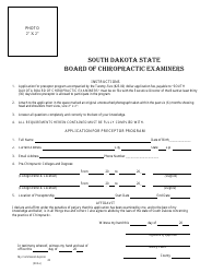 Document preview: Application for Preceptor Program - Board of Chiropractic Examiners - South Dakota