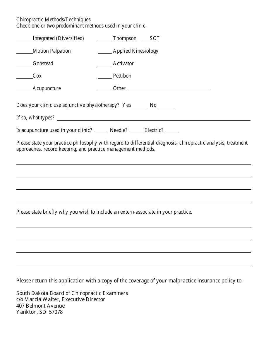 Application for Preceptor Program - Board of Chiropractic Examiners - South Dakota, Page 5