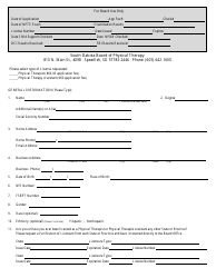 Document preview: Physical Therapy License Application - South Dakota