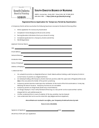 Document preview: Registered Nurse Application for Temporary Permit by Examination - South Dakota