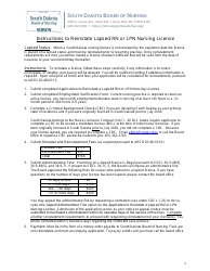 Document preview: Application to Reinstate a Lapsed Rn or Lpn Nursing License - South Dakota