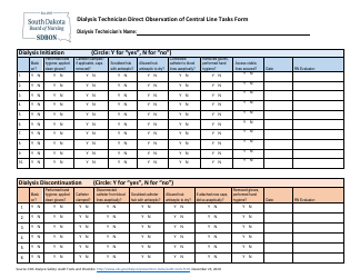 Dialysis Technician Direct Observation of Central Line Tasks Form - South Dakota