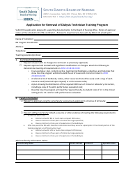 Document preview: Application for Renewal of Dialysis Technician Training Program - South Dakota