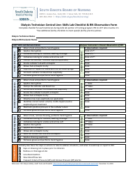 Document preview: Dialysis Technician Central Line: Skills Lab Checklist & Rn Observation Form - South Dakota