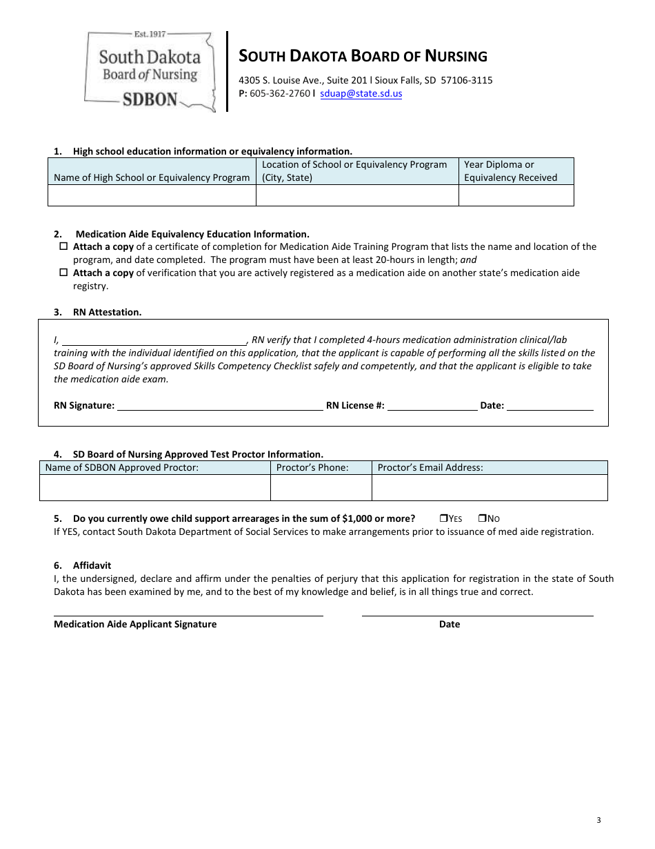Uma Endorsement Application - South Dakota, Page 3