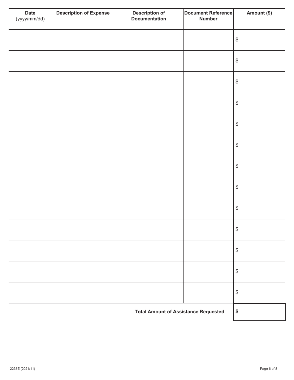 Form 2235E Disaster Recovery Assistance for Ontarians: Application Form for Small Businesses, Not-For-Profit Organizations and Farms - Ontario, Canada, Page 6