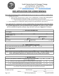 Application for License Renewal - South Dakota