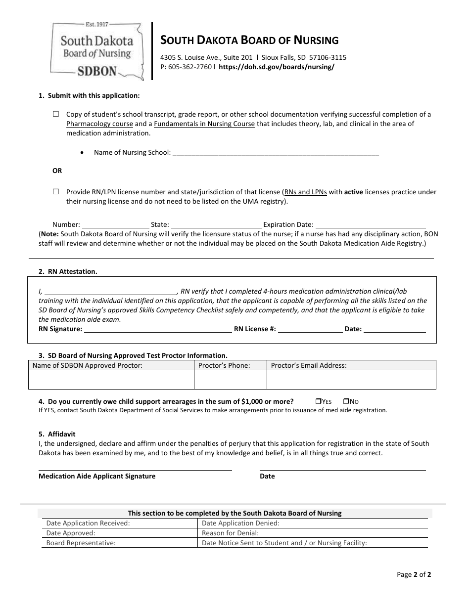 Uma Waiver Application - South Dakota, Page 2