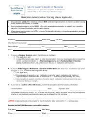 Document preview: Medication Administration Training Waiver Application - South Dakota