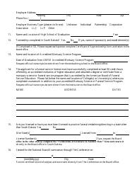 Application for Licensure to Practice Funeral Service as a Funeral Director - South Dakota, Page 2