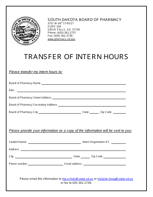 Transfer of Intern Hours - South Dakota Download Pdf