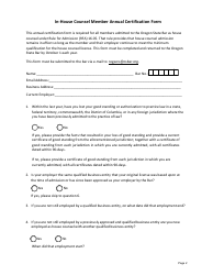 In-house Counsel Member Annual Certification Form - Oregon, Page 2