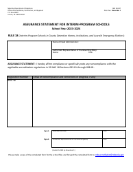 Document preview: NDE Form 08-047 Assurance Statement for Interim-Program Schools - Nebraska, 2024