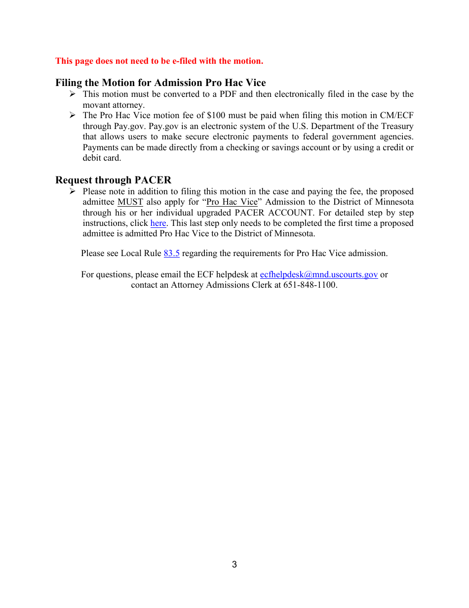 Motion for Admission Pro Hac Vice - Minnesota, Page 3