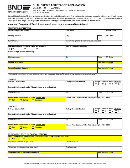 Form SFN60348  Printable Pdf