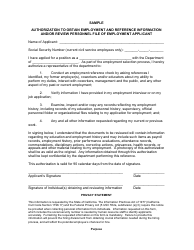 Document preview: Authorization to Obtain Employment and Reference Information and/or Review Personnel File of Employment Applicant - Sample - California