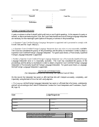 Document preview: Foreign Language Interpreter Appointment Order - Ohio