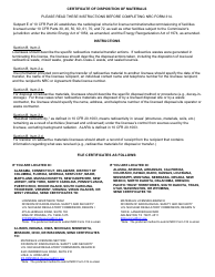 NRC Form 314 Certificate of Disposition of Materials, Page 2