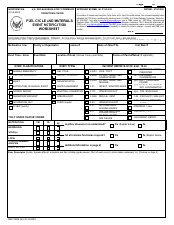 NRC Form 361A Fuel Cycle and Materials Event Notification Worksheet
