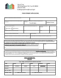 Document preview: Fence Permit Application - City of Troy, Michigan