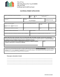 Document preview: Electrical Permit Application - City of Troy, Michigan