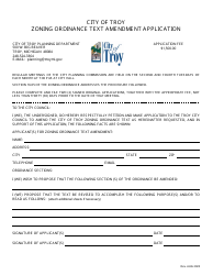 Document preview: Zoning Ordinance Text Amendment Application - City of Troy, Michigan