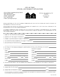 Document preview: Special Use Request Application - City of Troy, Michigan
