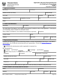 Form 1 (0007E; CFS001E) Application About the Proposed Removal of a Child From a Foster Home - Ontario, Canada, Page 2