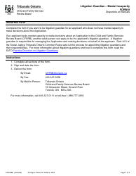 Document preview: Form 8 (CFS008E) Litigation Guardian - Mental Incapacity - Ontario, Canada