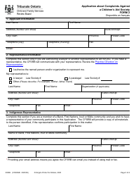 Form 2 (CFS009E; CFS002E) Application About Complaints Against a Children&#039;s Aid Society - Ontario, Canada, Page 2