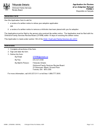 Document preview: Form 3 (0008E; CFS003E) Application for Review of an Adoption Refusal - Ontario, Canada