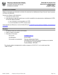 Document preview: Forme 7 (CFS007F) Demande De Revision D'un Placement En Etablissement - Ontario, Canada (French)