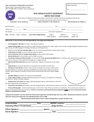 Document preview: Tow Vehicle Safety Equipment Inspection Form - Arkansas