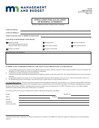 Document preview: Form H Application for Allocation of Bonding Authority - Minnesota