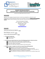 Document preview: Request for Reallocation of Qualified Energy Conservation Bond Allocation - Minnesota