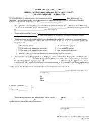 Document preview: Form S-RENTAL Sworn Applicant Statement - Application for Allocation of Bonding Authority for Residential Rental Projects - Minnesota