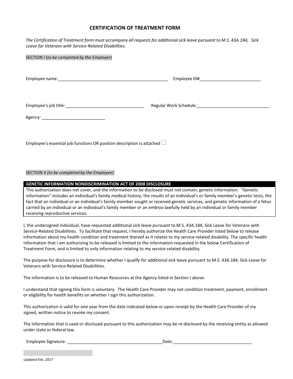 Request for Sick Leave for Veteran With Service Related Disability - Minnesota, Page 2