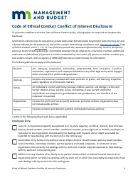 Code of Ethical Conduct Conflict of Interest Disclosure - Minnesota