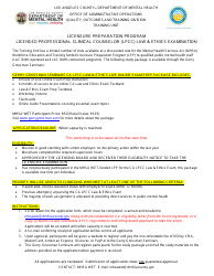 Document preview: Licensed Professional Clinical Counselor (Lpcc) Law & Ethics Examination - Licensure Preparation Program - County of Los Angeles, California