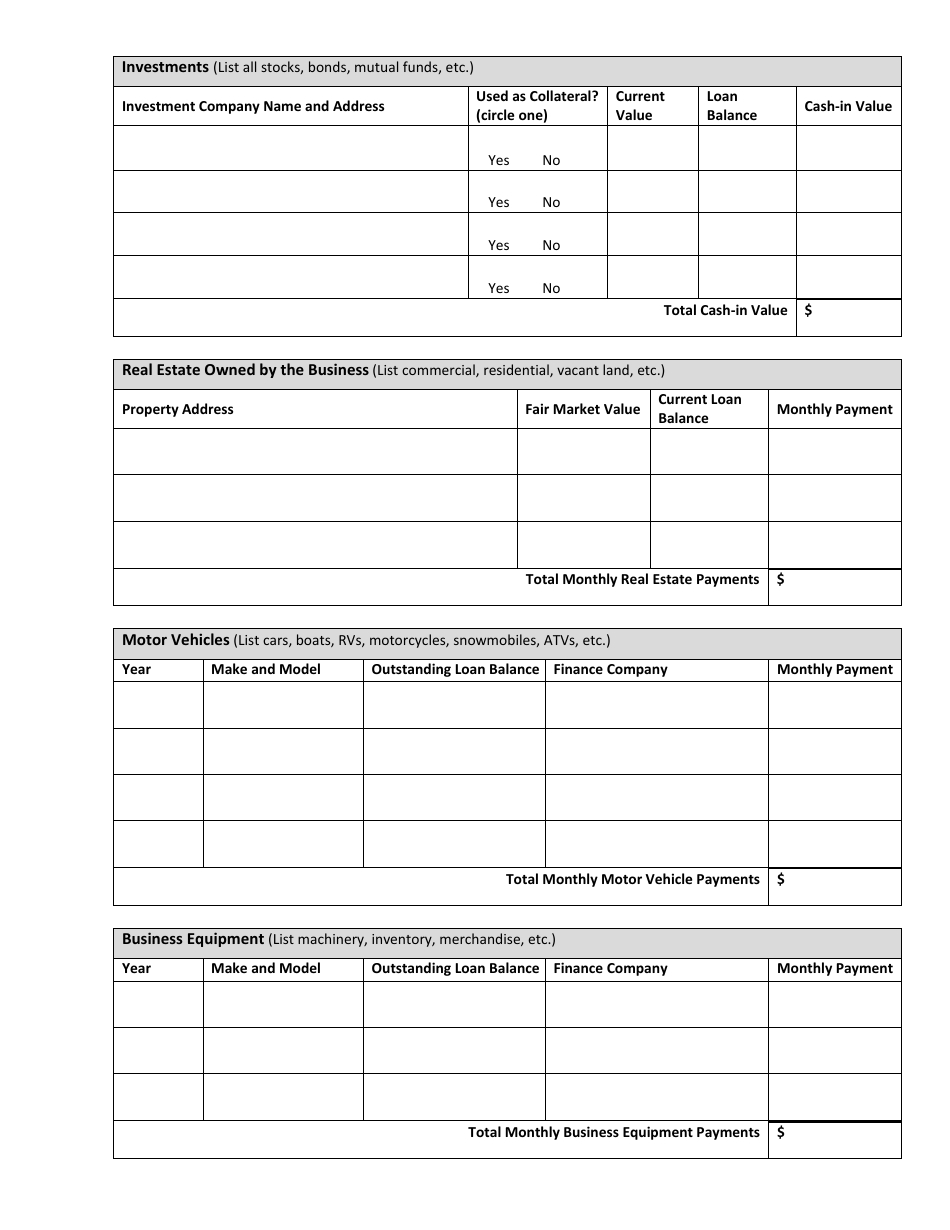 Form C58B Business Financial Statement - Minnesota, Page 4