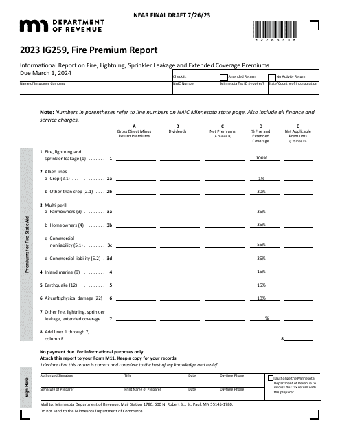 Form IG259 2023 Printable Pdf