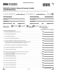 Document preview: Form KPC Partner's Share of Income, Credits and Modifications - Draft - Minnesota, 2023