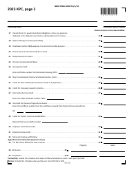 Form KPC Partner&#039;s Share of Income, Credits and Modifications - Draft - Minnesota, Page 2