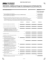 Document preview: Form M15C Additional Charge for Underpayment of Estimated Tax - Draft - Minnesota, 2023
