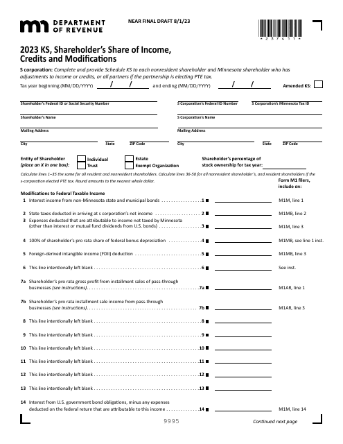 Form KS 2023 Printable Pdf